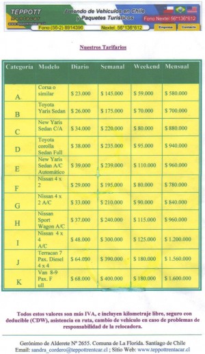 luis teppott Turismo en Chile en Santiago |  Rentacar chile, Arriendo de automoviles
