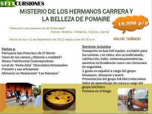 Excursiones ST Turismo en Chile en Santiago |  Misterio de los hermanos carrera y la belleza de pomaire, �descubre una experiencia de chilenidad�