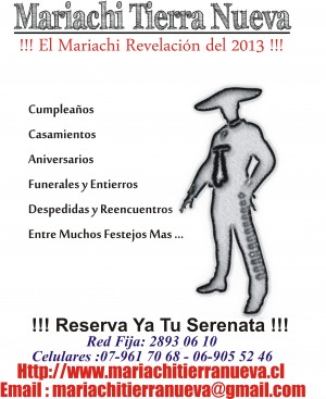 MARIACHI TIERRA NUEVA Turismo en Chile en Santiago |  Mariachis en todo santiago y  ciudades cercanas...red fija:28930610, Maravilloso show lleno de amor y dulzura para tus ser mas amado