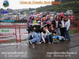 Jim Turismo en Chile en Santiago |  Gira de estudio camboriu www.turismochucao.cl giras de estudio, Gira de estudio bariloche camboriu cuzco machu picchu sur de chile