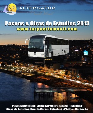 Alternatur Agencia Turismo en Chile en Puerto Montt |  Giras de estudios 2013 - conoce el sur de chile y su belleza milenaria, Giras de estudios, paseos de cursos, viajes colegios, salidas grupales