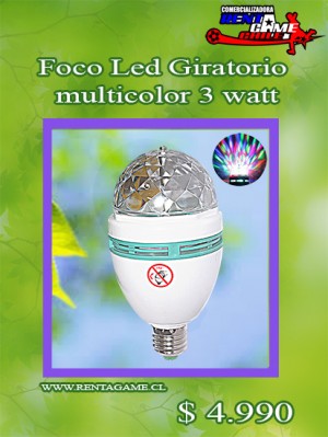 RENTAGAME CHILE Turismo en Chile en La Cisterna |  Foco led giratorio multicolor 3 watt precio: $ 4.990, Rentagame: maquinas de juego:  accesorios,repuestos, servicio tecnico