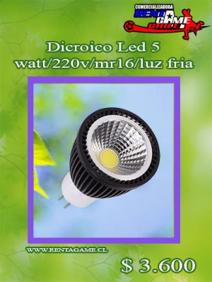 RENTAGAME CHILE Turismo en Chile en La Cisterna |  Dicroico led 5 watt/220v/mr16/luz fria precio oferta: $ 3.600, Rentagame: es lider en iluminacion led