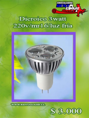 RENTAGAME CHILE Turismo en Chile en La Cisterna |  Dicroico 3watt/220v/mr16/luz fr&iacute;a precio oferta: $ 3.000, Rentagame: es lider en iluminacion led