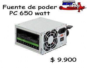 RENTAGAME CHILE Turismo en Chile en La Cisterna |  Fuente de poder pc 650 watt/precio: $ 9.900, Rentagame: maquinas de juego:  accesorios,repuestos, servicio tecnico