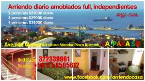 Alicia Calderon Aravena Turismo en Chile en Valpara&iacute;so |  Dias, semanas, arriendo diario amoblado full, valparaiso, Avenida alemania, valparaiso, wasap +56 9 58505612 desde $25000 diario