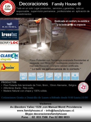 decoraciones family house Turismo en Chile en La Reina |  PISO FLOTANTE & ALFOMBRAS , VENTA E INSTALACION