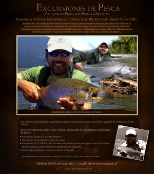 Lautaro Oportus  Turismo en Chile en Puerto Varas |  EXCURSIONES DE PESCA CON MOSCA , Pesca con mosca de truchas y salmones en Río Petrohué. Flotadas de pesca 