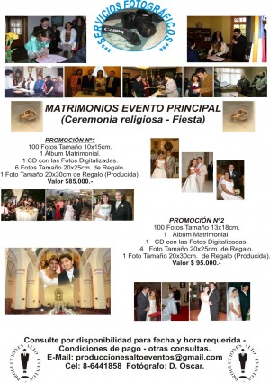 Oscar Turismo en Chile en Santiago |  Oscar FOTOGRAFO PARA MATRIMONIOS � EVENTOS � BAUTISOS � BODAS, FOTOGRAFIA PARA BODAS - MATRIMONIOS