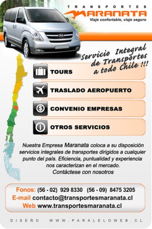 Transportes Maranata Turismo en Chile en Santiago |  Transporte privado de pasajeros, transporte de personal y turismo.  trasfer, Arriendo de autos, van, minibuses, buses, con conductor, transporte de pers